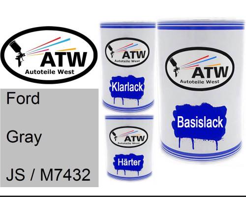 Ford, Gray, JS / M7432: 500ml Lackdose + 500ml Klarlack + 250ml Härter - Set, von ATW Autoteile West.